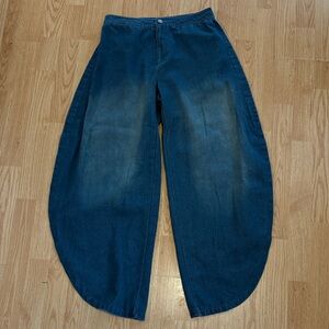 Custom Barrel Leg Denim Pants Mid Rise